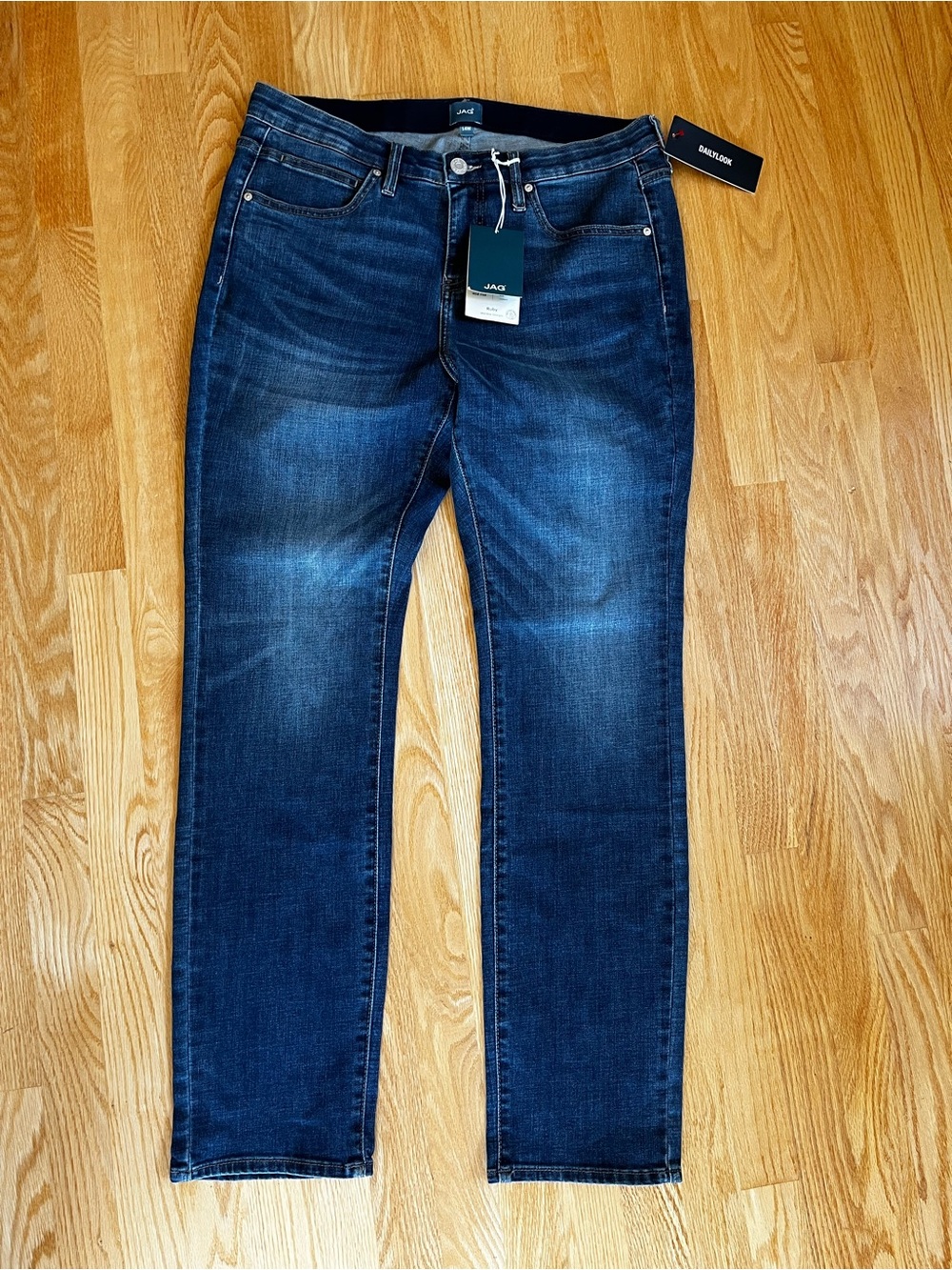 NWT Jag Sz 14W Jeans Womens Ruby Straight Leg Dark Wash Comfort Waist 32” Inseam